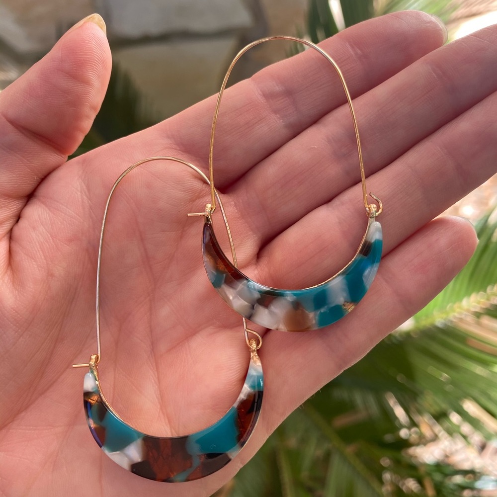 Crescent Hoop Earrings - Picture 2 of 3
